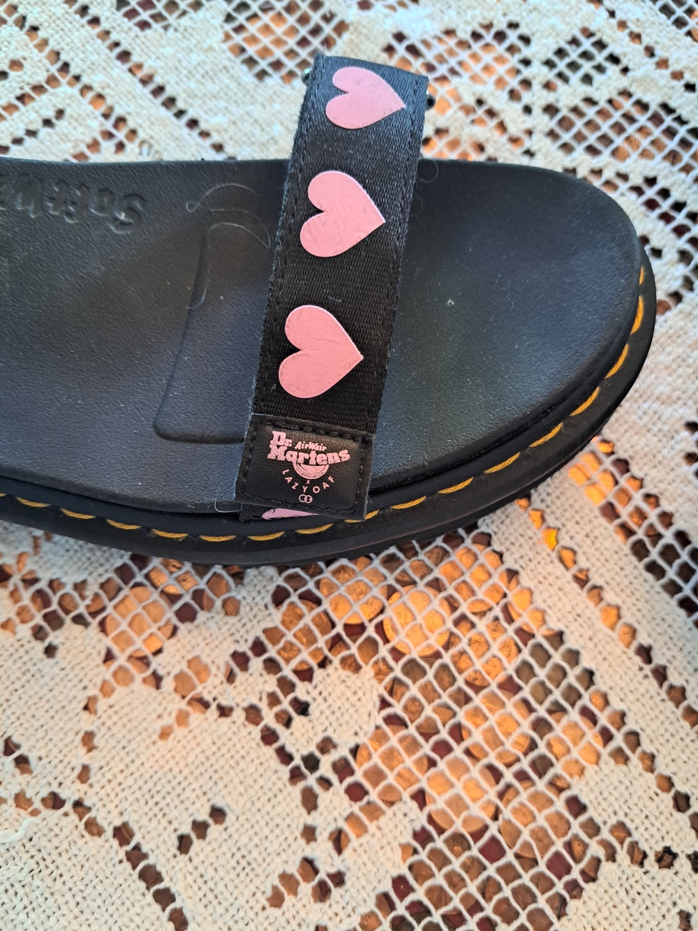 Dr Martens Lazy Oaf Wedge Sandals Pink Hearts 7 - Picture 2 of 6
